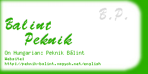 balint peknik business card