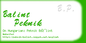 balint peknik business card